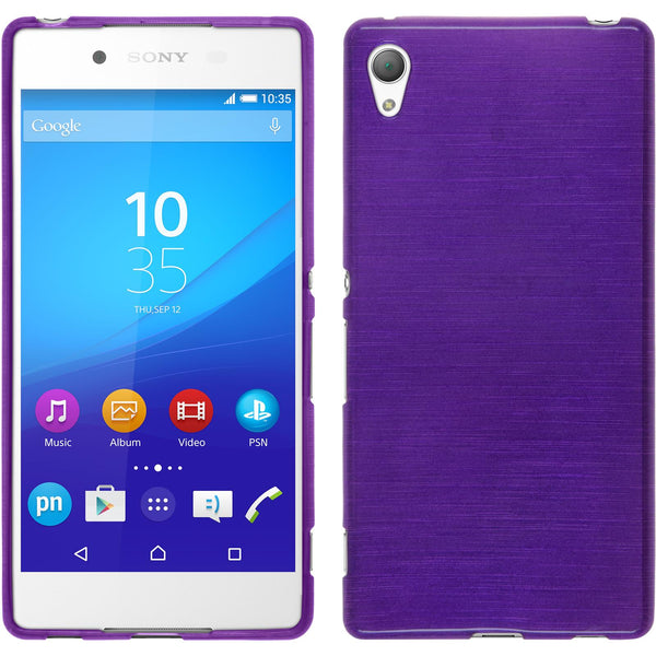 PhoneNatic Case kompatibel mit Sony Xperia Z3+ / Plus - lila Silikon Hülle brushed + 2 Schutzfolien