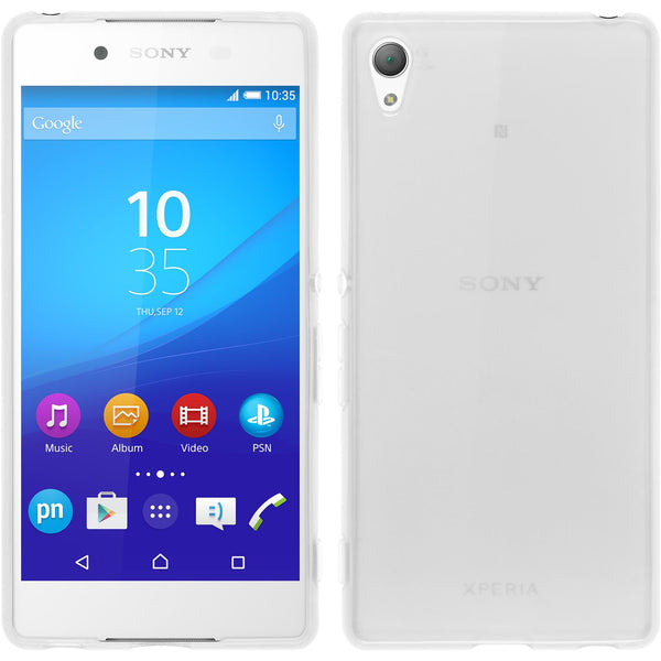 PhoneNatic Case kompatibel mit Sony Xperia Z3+ / Plus - weiß Silikon Hülle transparent + 2 Schutzfolien