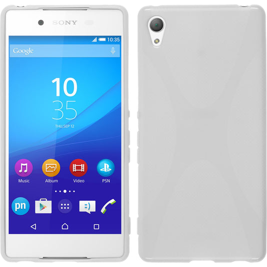 PhoneNatic Case kompatibel mit Sony Xperia Z3+ / Plus - weiß Silikon Hülle X-Style + 2 Schutzfolien