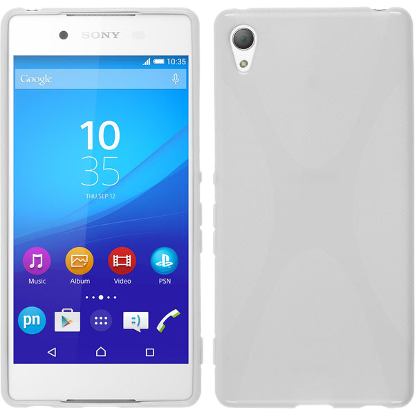 PhoneNatic Case kompatibel mit Sony Xperia Z3+ / Plus - weiß Silikon Hülle X-Style + 2 Schutzfolien