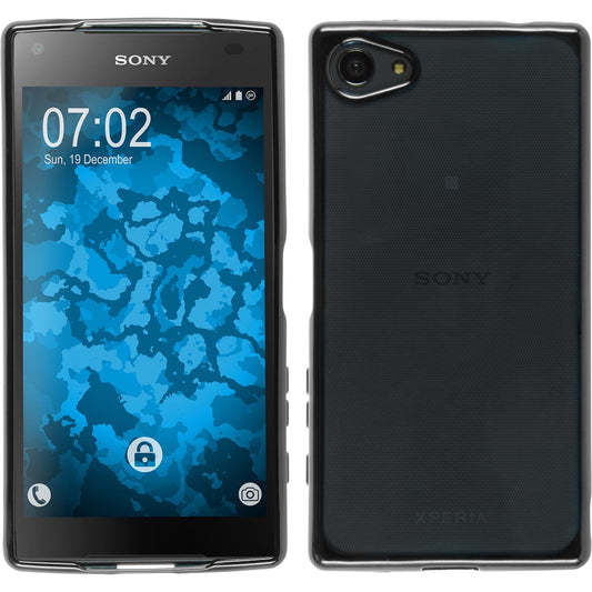 PhoneNatic Case kompatibel mit Sony Xperia Z5 Compact - grau Silikon Hülle Slim Fit + 2 Schutzfolien