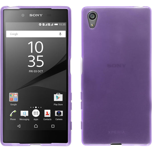 PhoneNatic Case kompatibel mit Sony Xperia Z5 - lila Silikon Hülle transparent + 2 Schutzfolien