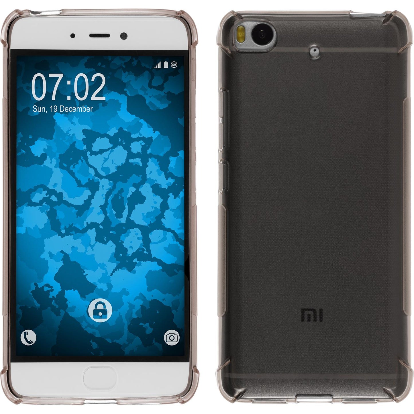 PhoneNatic Case kompatibel mit Xiaomi Mi 5s - grau Silikon Hülle ShockProof + 2 Schutzfolien