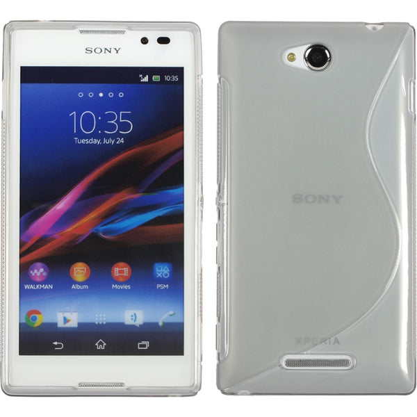 PhoneNatic Case kompatibel mit Sony Xperia C - grau Silikon Hülle S-Style + 2 Schutzfolien