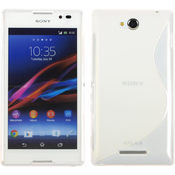 PhoneNatic Case kompatibel mit Sony Xperia C - clear Silikon Hülle S-Style + 2 Schutzfolien