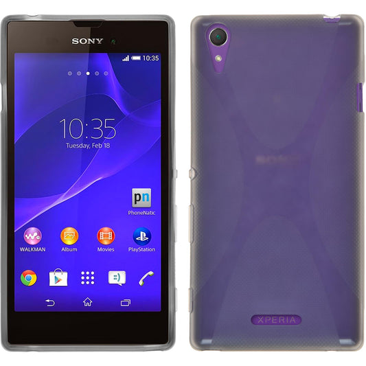 PhoneNatic Case kompatibel mit Sony Xperia T3 - grau Silikon Hülle X-Style + 2 Schutzfolien