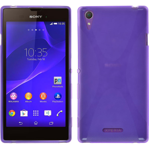 PhoneNatic Case kompatibel mit Sony Xperia T3 - lila Silikon Hülle X-Style + 2 Schutzfolien