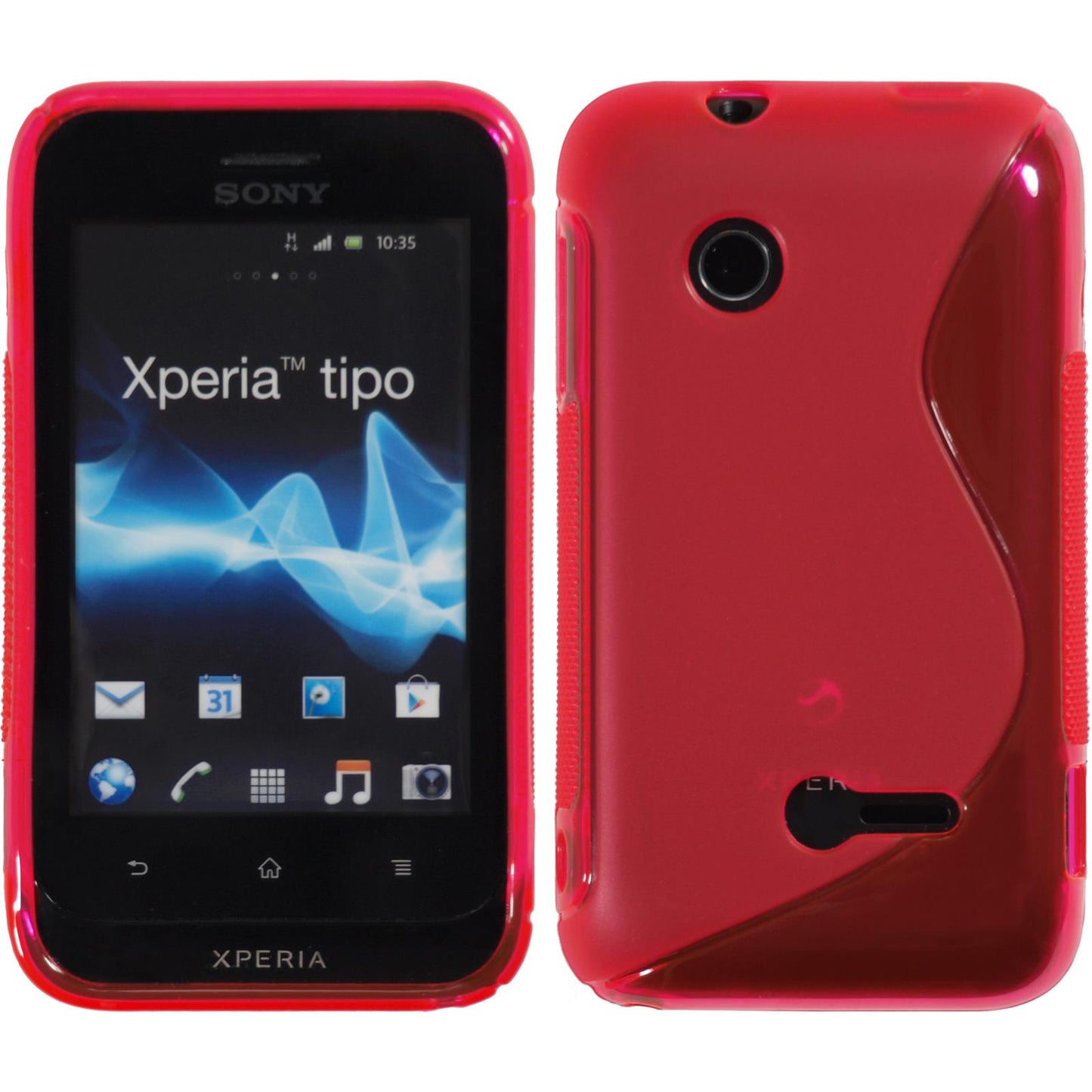PhoneNatic Case kompatibel mit Sony Xperia tipo - pink Silikon Hülle S-Style + 2 Schutzfolien