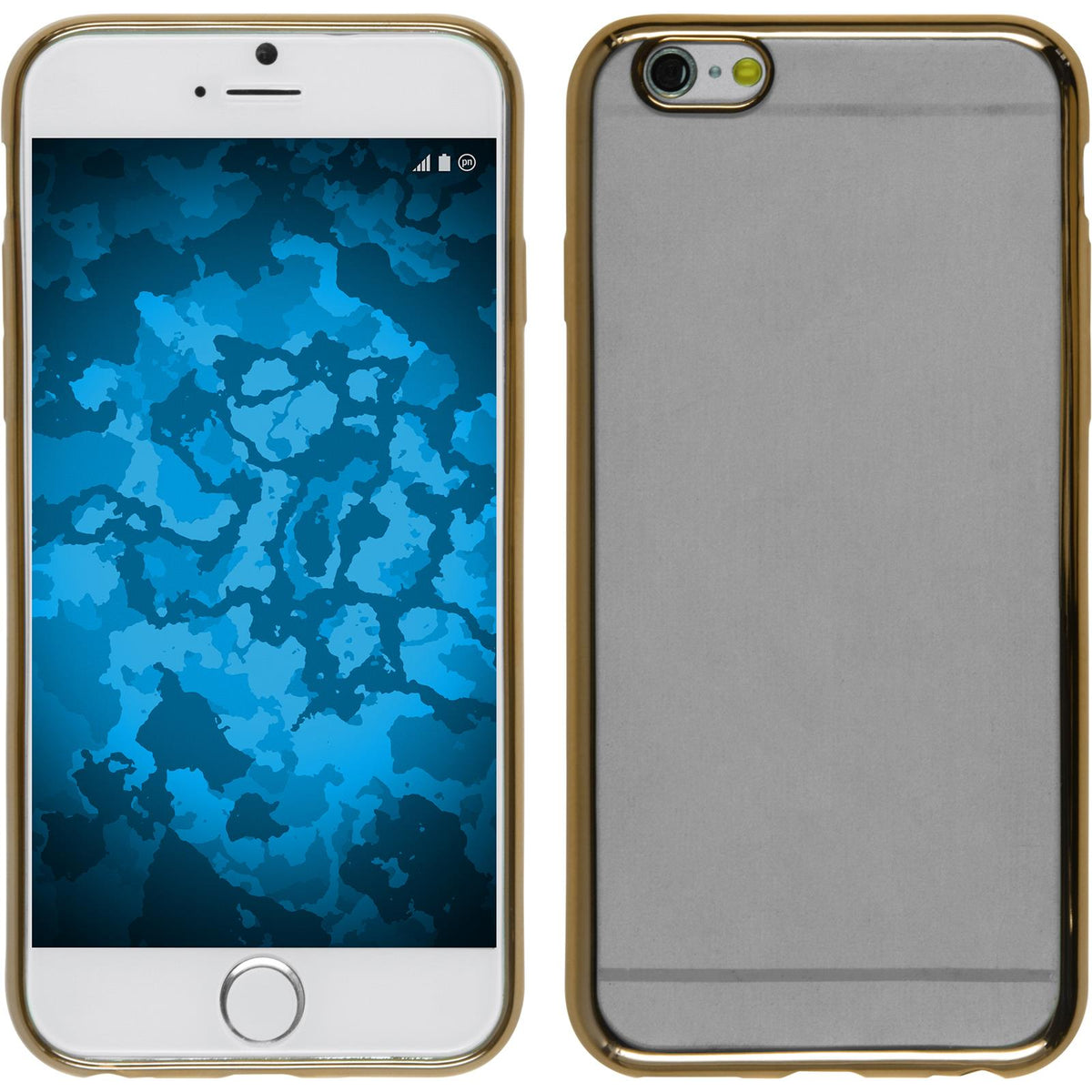 PhoneNatic Case kompatibel mit Apple iPhone 6s / 6 - gold Silikon Hülle Slim Fit + 2 Schutzfolien