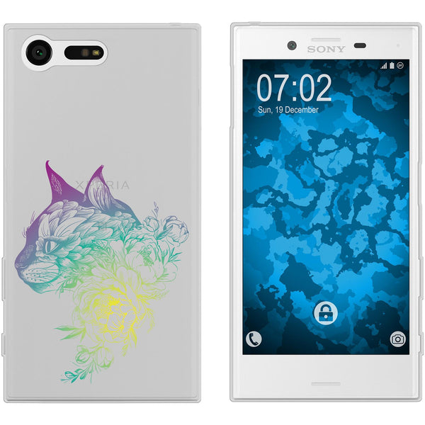 Xperia X Compact Silikon-Hülle Floral Katze M2-4 Case