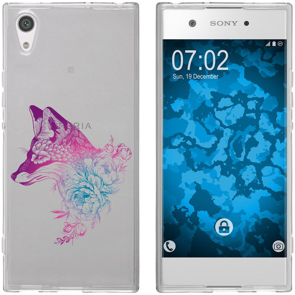 Xperia XA1 Silikon-Hülle Floral Fuchs M1-6 Case