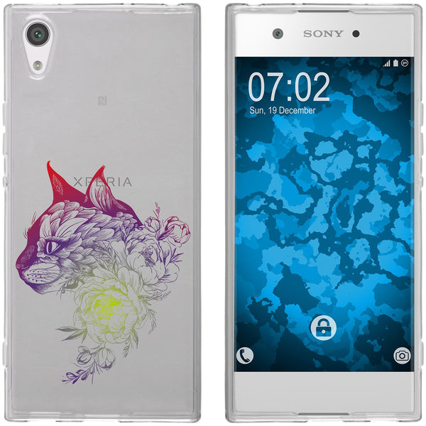 Xperia XA1 Silikon-Hülle Floral Katze M2-5 Case