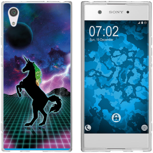 Xperia XA1 Silikon-Hülle Retro Wave Einhorn M2 Case