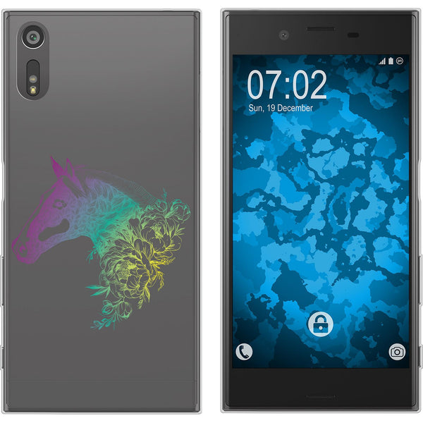 Xperia XZs Silikon-Hülle Floral Pferd M5-4 Case