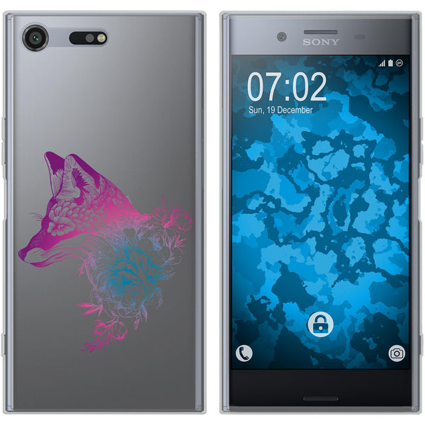 Xperia XZ Premium Silikon-Hülle Floral Fuchs M1-6 Case