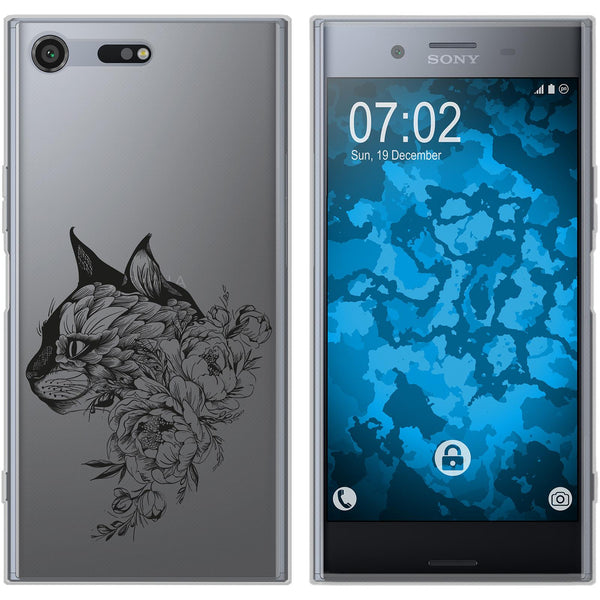 Xperia XZ Premium Silikon-Hülle Floral Katze M2-1 Case