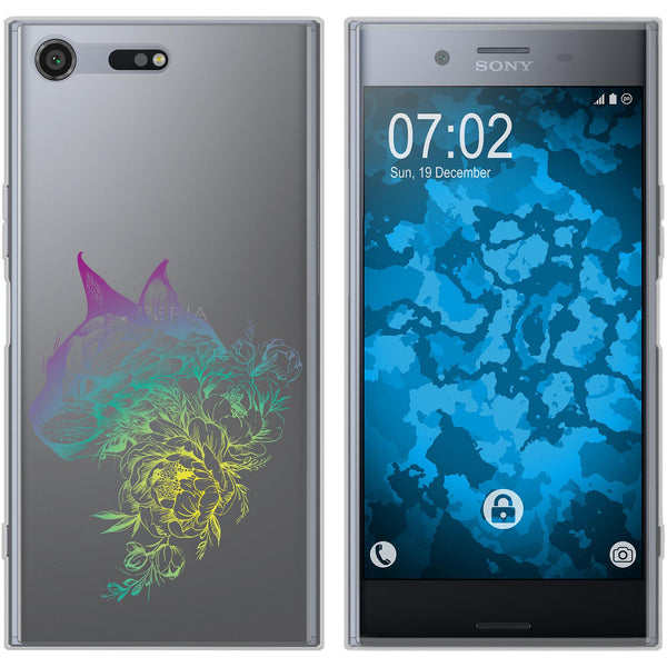 Xperia XZ Premium Silikon-Hülle Floral Katze M2-4 Case