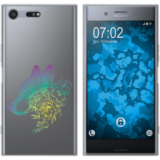 Xperia XZ Premium Silikon-Hülle Floral Wolf M3-4 Case