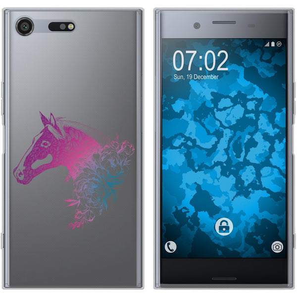 Xperia XZ Premium Silikon-Hülle Floral Pferd M5-6 Case