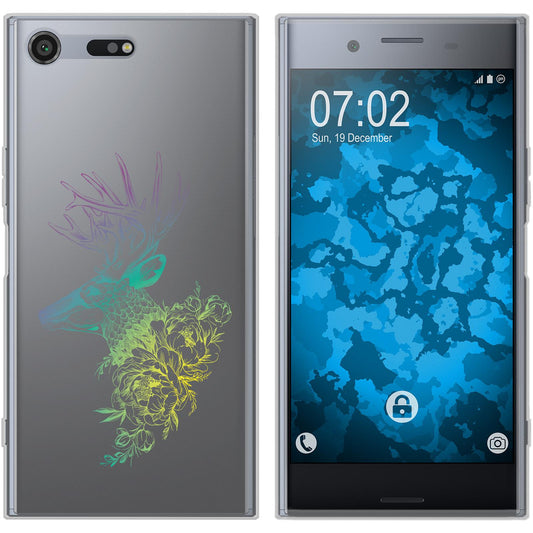 Xperia XZ Premium Silikon-Hülle Floral Hirsch M7-4 Case