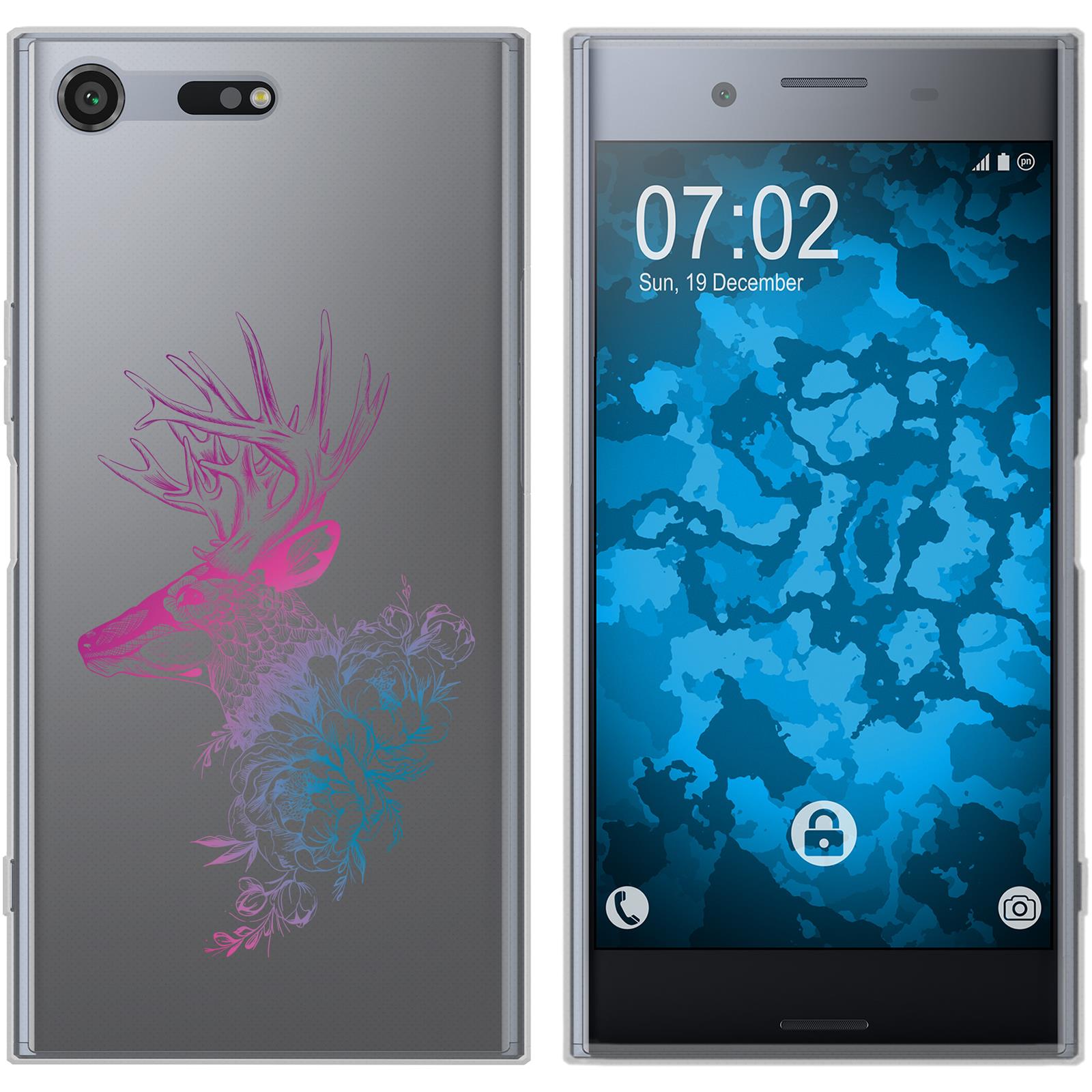 Xperia XZ Premium Silikon-Hülle Floral Hirsch M7-6 Case