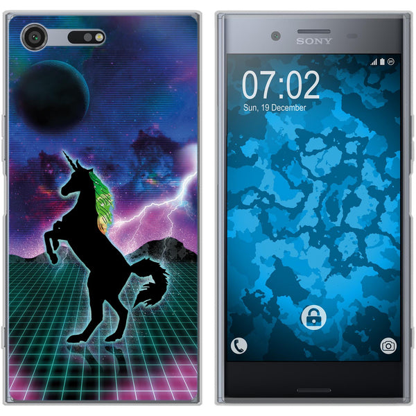 Xperia XZ Premium Silikon-Hülle Retro Wave Einhorn M2 Case