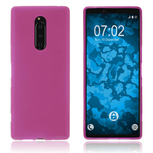 PhoneNatic Case kompatibel mit Sony Xperia 1 - pink Silikon Hülle matt Cover