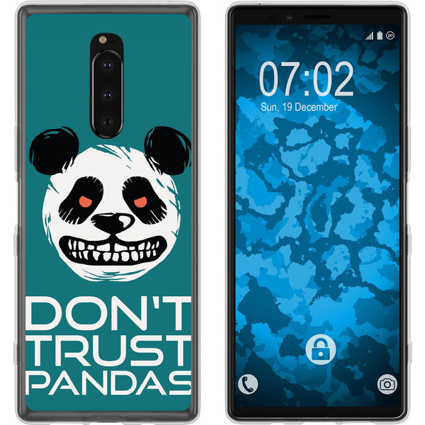 Xperia 1 Silikon-Hülle Crazy Animals Panda M2 Case