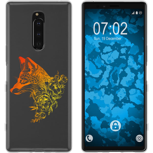 Xperia 1 Silikon-Hülle Floral Fuchs M1-2 Case