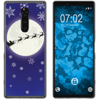 Xperia 1 Silikon-Hülle X Mas Weihnachten Santa - Snowflakes