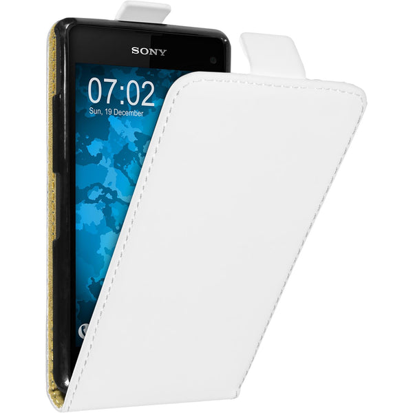 Kunst-Lederhülle für Sony Xperia Z1 Compact Flip-Case weiß +