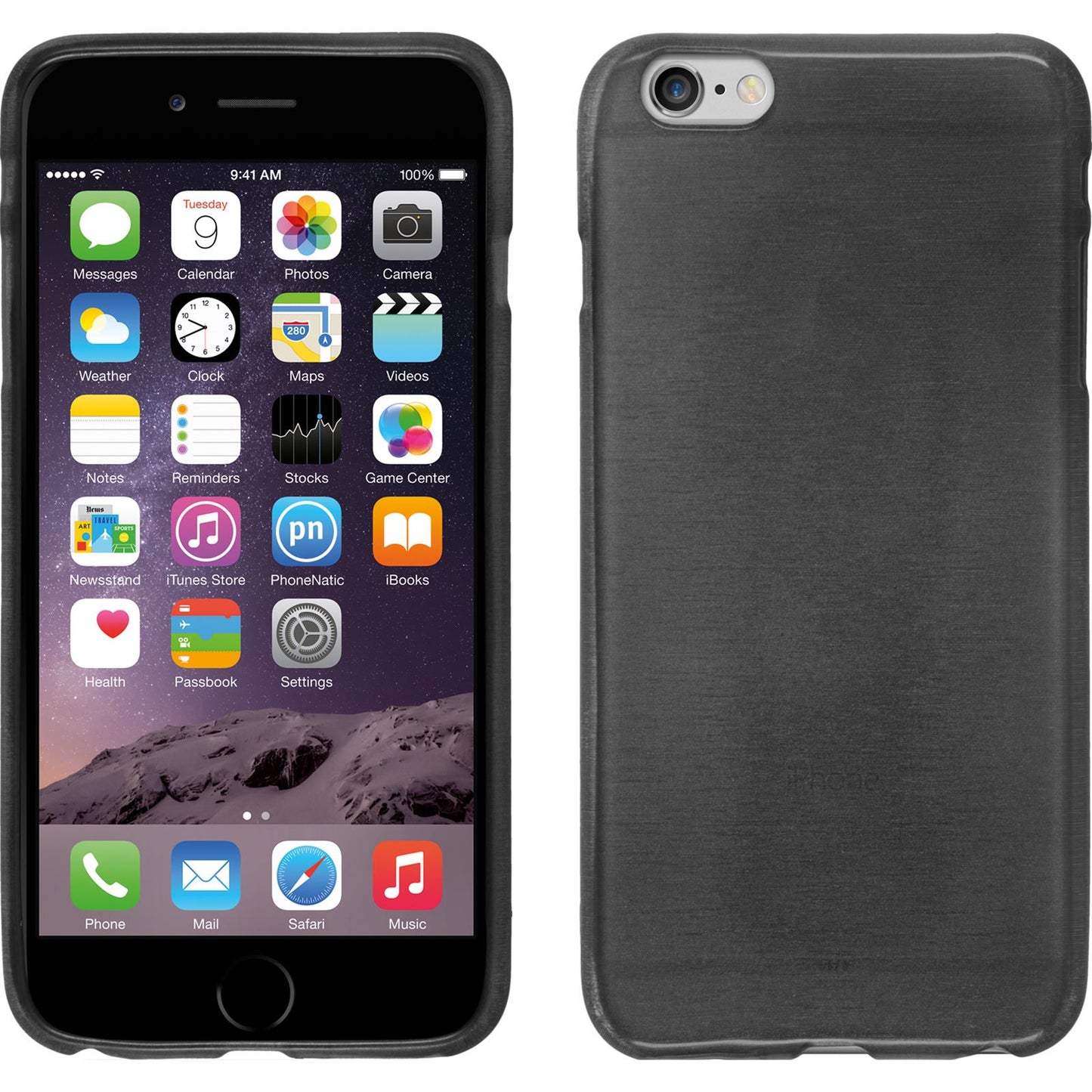 PhoneNatic Case kompatibel mit Apple iPhone 6 Plus / 6s Plus - silber Silikon Hülle brushed + 2 Schutzfolien