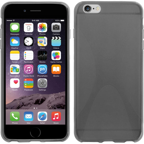 PhoneNatic Case kompatibel mit Apple iPhone 6 Plus / 6s Plus - grau Silikon Hülle X-Style + 2 Schutzfolien