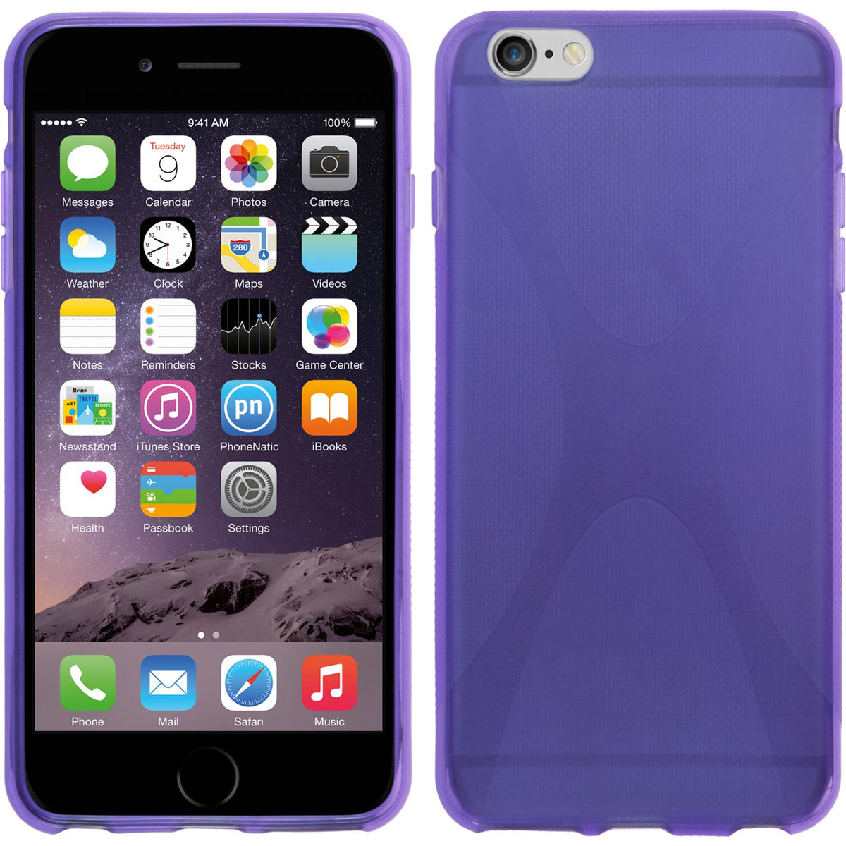 PhoneNatic Case kompatibel mit Apple iPhone 6s / 6 - lila Silikon Hülle X-Style + 2 Schutzfolien