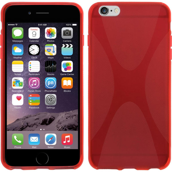 PhoneNatic Case kompatibel mit Apple iPhone 6s / 6 - rot Silikon Hülle X-Style + 2 Schutzfolien