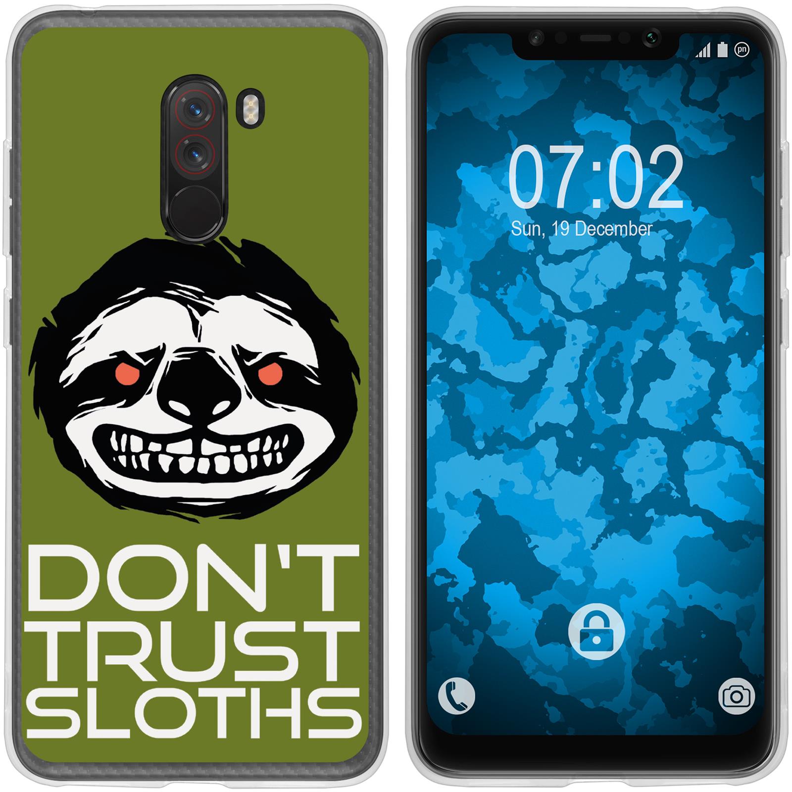 Pocophone F1 Silikon-Hülle Crazy Animals Faultier M3 Case