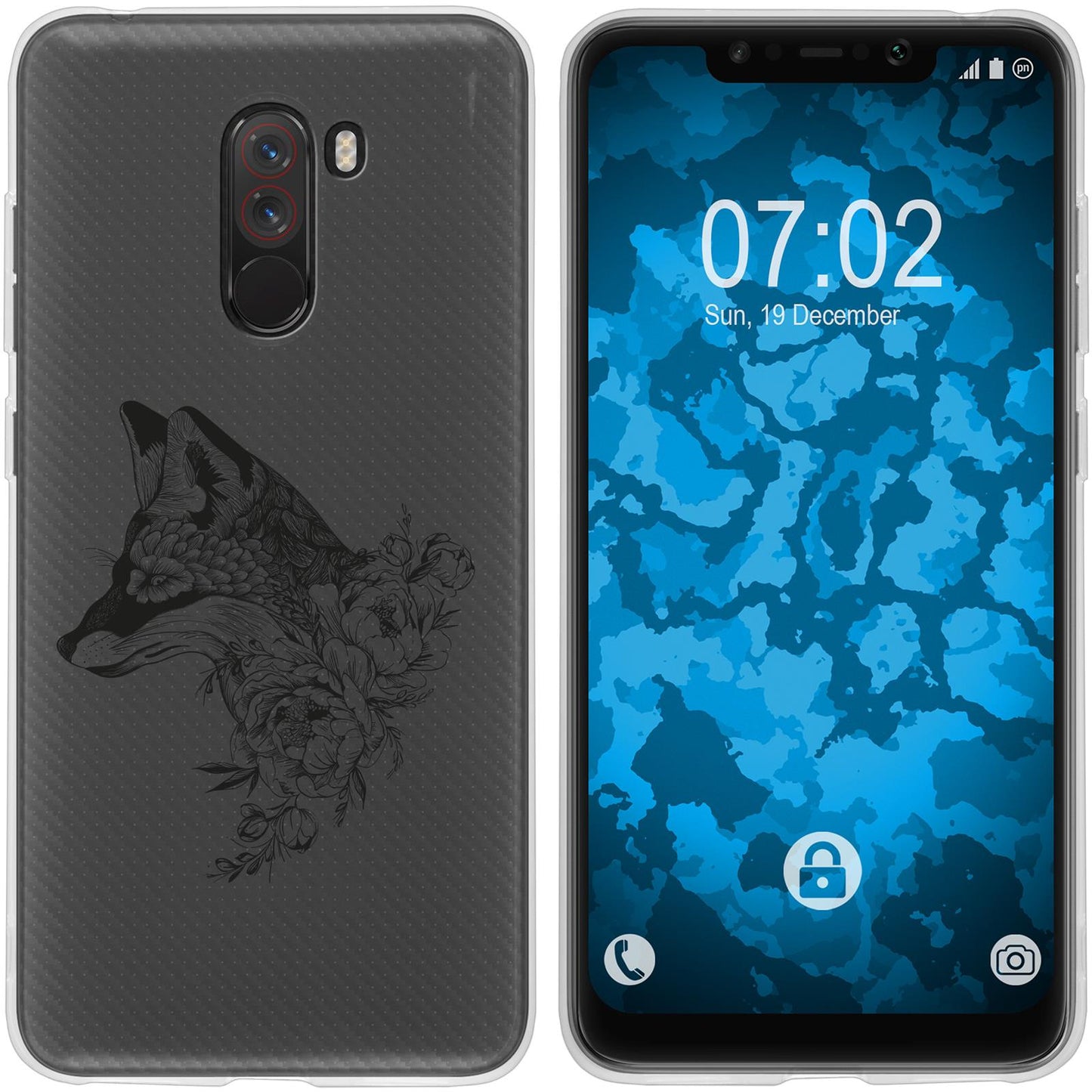 Pocophone F1 Silikon-Hülle Floral Fuchs M1-1 Case