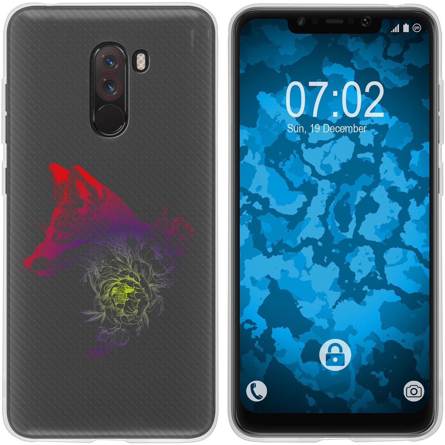 Pocophone F1 Silikon-Hülle Floral Fuchs M1-5 Case
