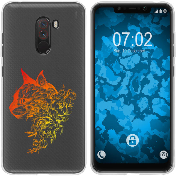 Pocophone F1 Silikon-Hülle Floral Katze M2-2 Case