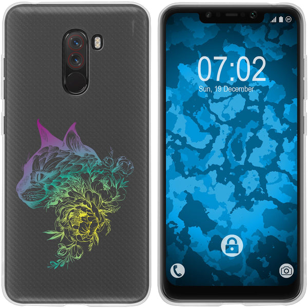 Pocophone F1 Silikon-Hülle Floral Katze M2-4 Case