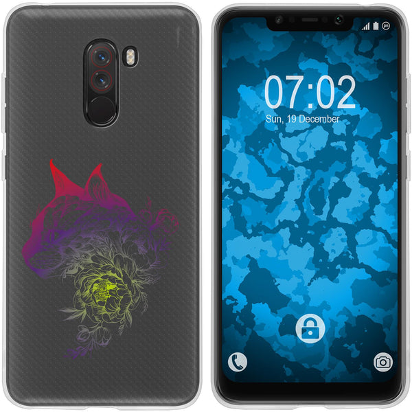 Pocophone F1 Silikon-Hülle Floral Katze M2-5 Case