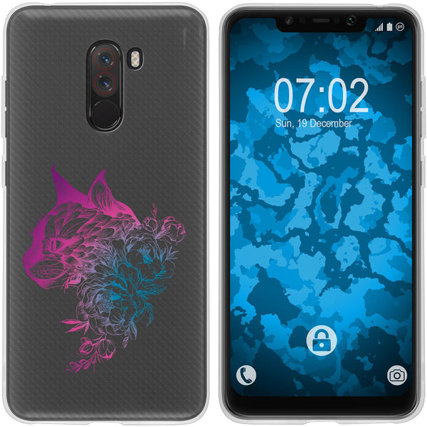 Pocophone F1 Silikon-Hülle Floral Katze M2-6 Case