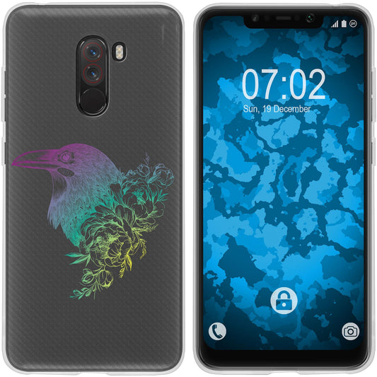 Pocophone F1 Silikon-Hülle Floral Rabe M4-4 Case