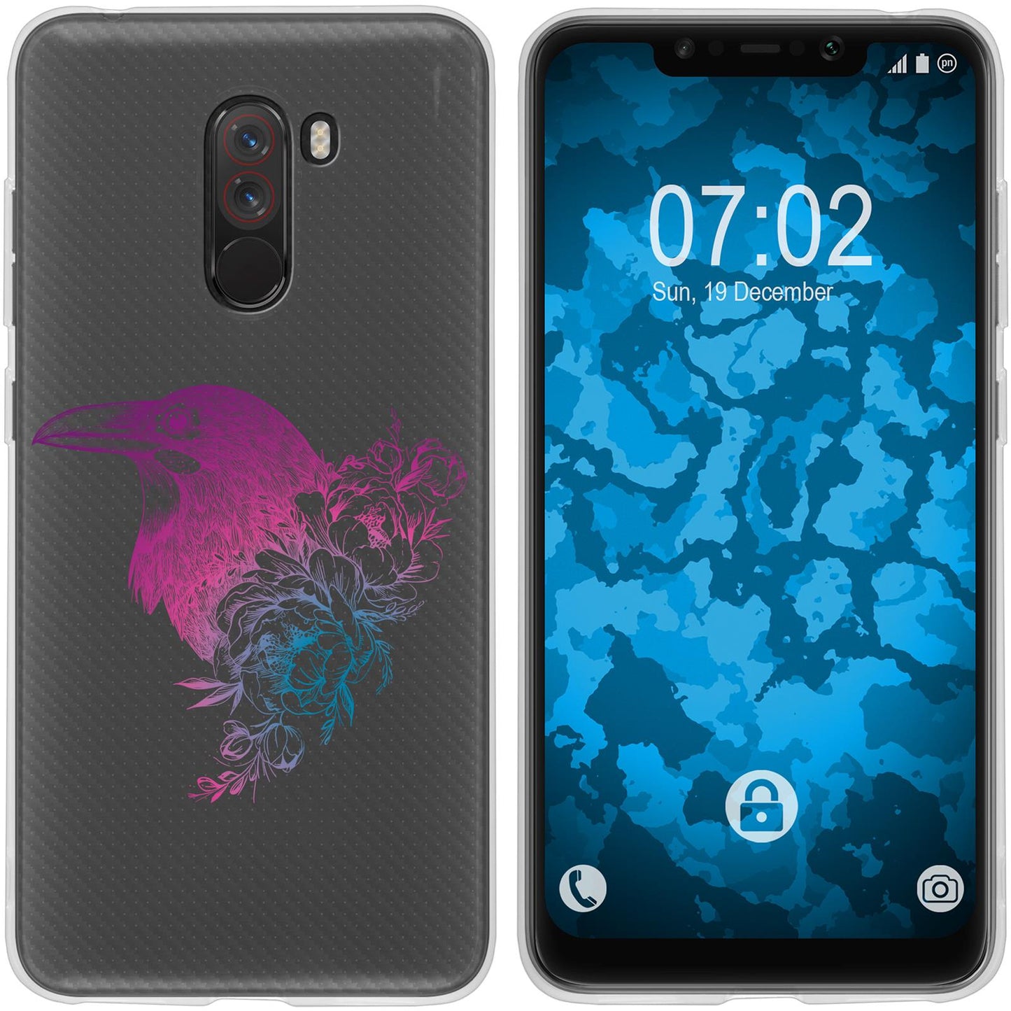 Pocophone F1 Silikon-Hülle Floral Rabe M4-6 Case