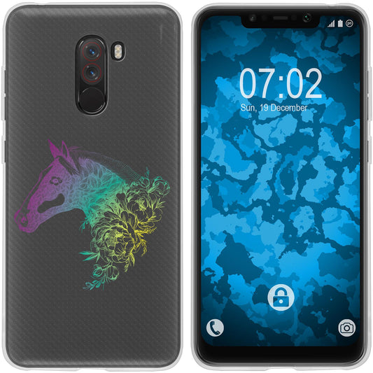 Pocophone F1 Silikon-Hülle Floral Pferd M5-4 Case