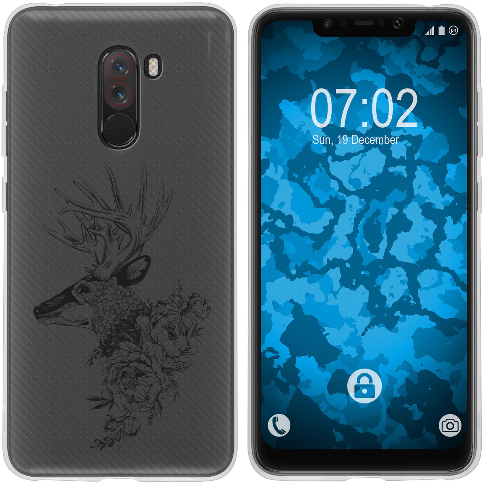 Pocophone F1 Silikon-Hülle Floral Hirsch M7-1 Case