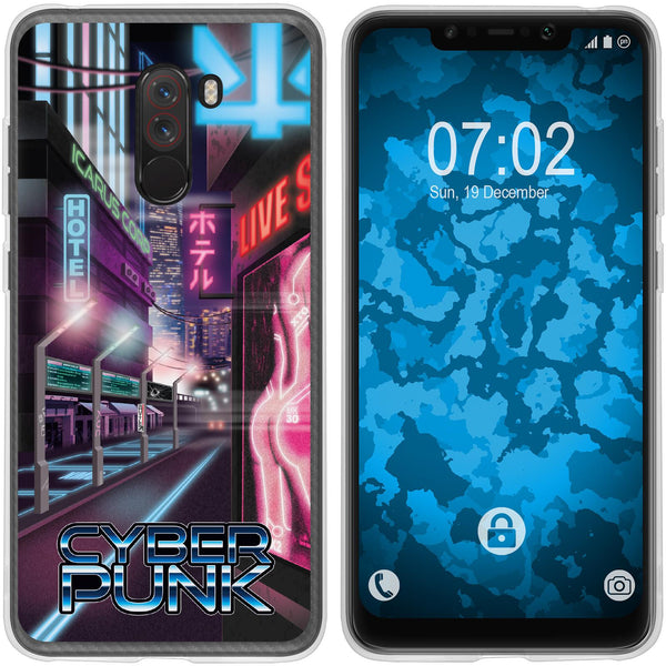 Pocophone F1 Silikon-Hülle Retro Wave Cyberpunk.01 M4 Case