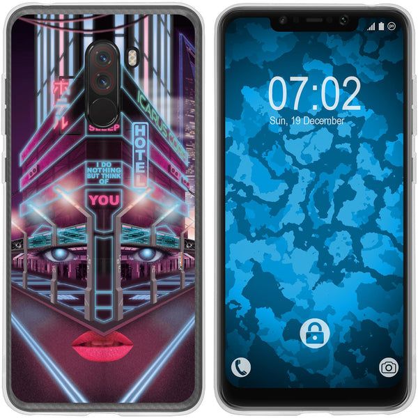 Pocophone F1 Silikon-Hülle Retro Wave Cyberpunk.02 M5 Case