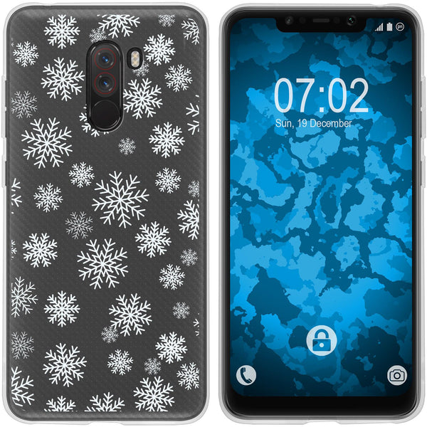 Pocophone F1 Silikon-Hülle X Mas Weihnachten Schneeflocken M