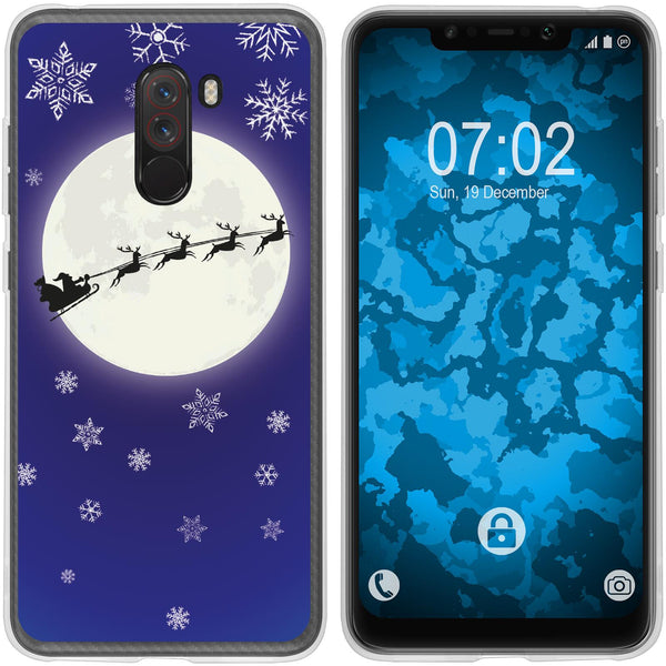 Pocophone F1 Silikon-Hülle X Mas Weihnachten Santa - Snowfla